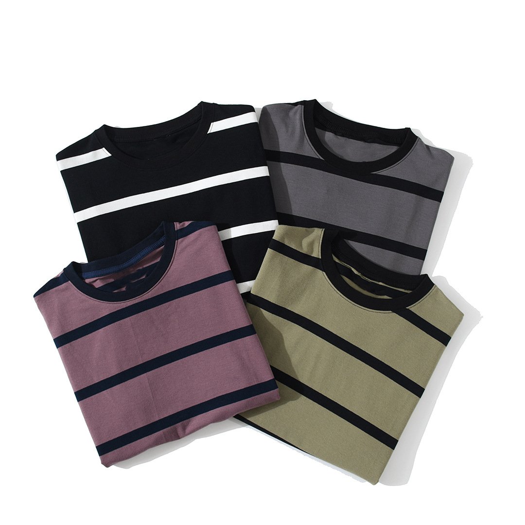 Wholesale popular across strip men's t-shirts naval style plus size t-shirts high quality 100% cotton cheap striped t shirt