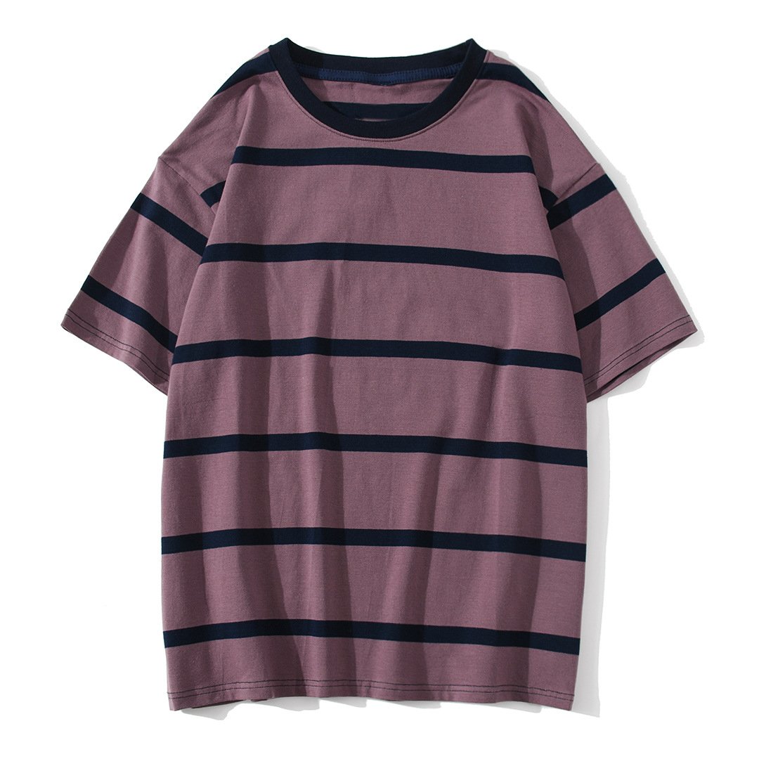 Wholesale popular across strip men's t-shirts naval style plus size t-shirts high quality 100% cotton cheap striped t shirt