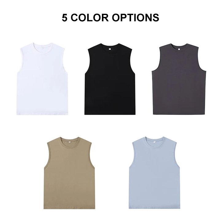 Men's Outerwear American Sleeveless T-shirt vest Fitness Sports 100% Cotton Loose vest Custom Print Logo Pattern
