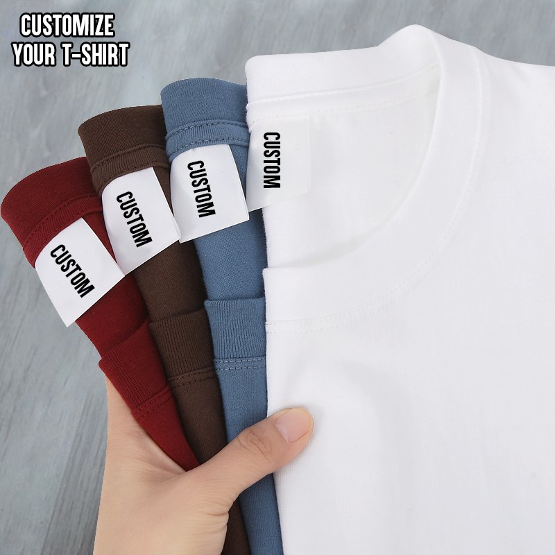 Wholesale High Quality 100% Cotton 210gms Heavyweight Oversized Men's T-Shirts Plus Size Custom Logo Printing Blank T-Shirts