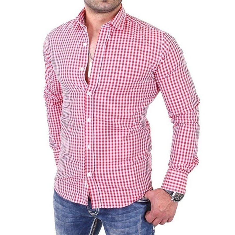 2024 long sleeves shirt casual plaid shirt slim fit shirt