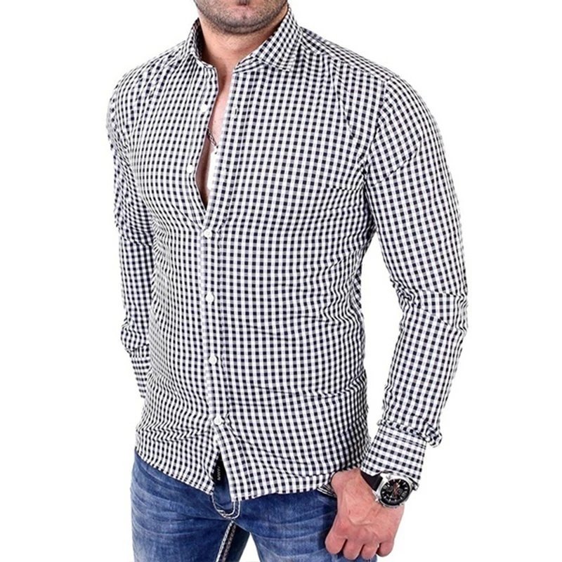 2024 long sleeves shirt casual plaid shirt slim fit shirt