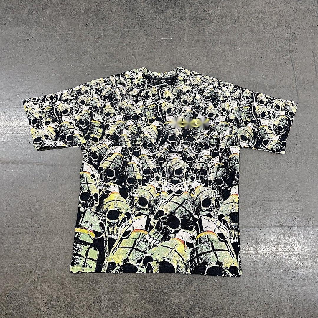 Customized Men's 100% Cotton Boxy Heavyweight T-Shirt All-Over Printed Oversized Vintage Street Style Short Length Classic Neck