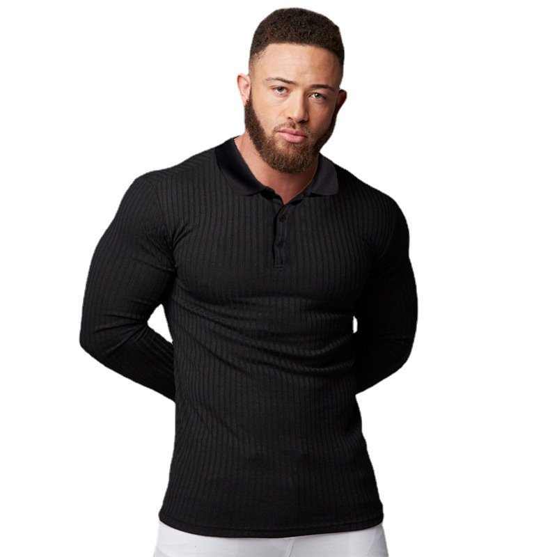 New Fashion Spring Autumn Men's Knitted Long Sleeve Polo Shirt Casual Clothing Slim Fit Strips Polo T-shirt For Man