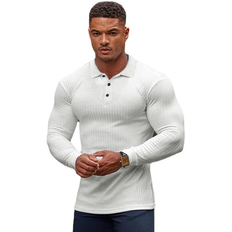 New Fashion Spring Autumn Men's Knitted Long Sleeve Polo Shirt Casual Clothing Slim Fit Strips Polo T-shirt For Man