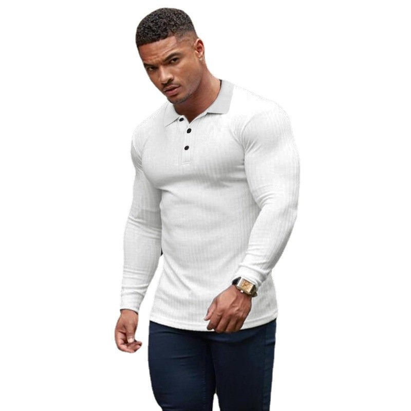 New Fashion Spring Autumn Men's Knitted Long Sleeve Polo Shirt Casual Clothing Slim Fit Strips Polo T-shirt For Man