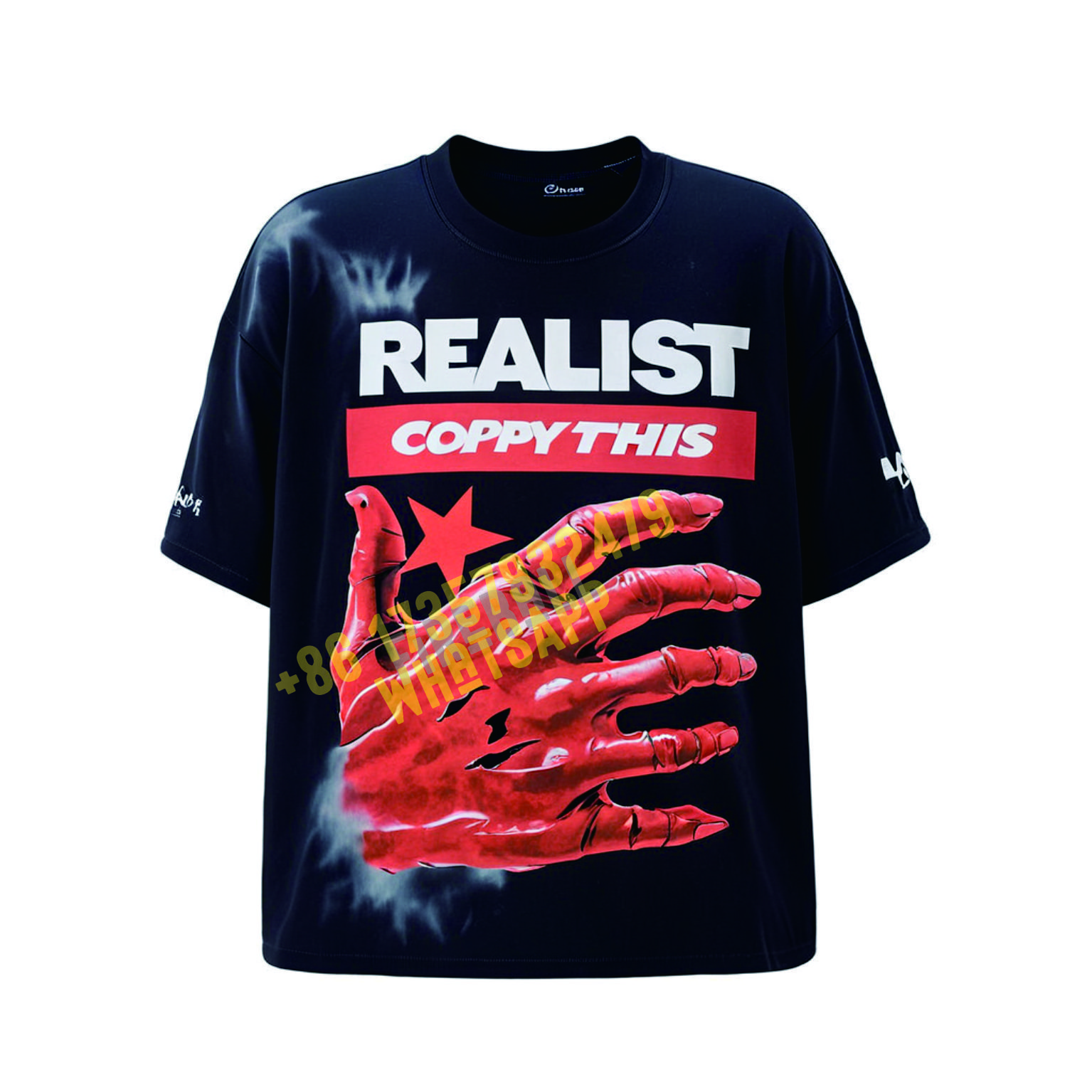 Wholesale 100% Cotton High Quality Heavyweight 230G Unisex Oversized O-Neck Custom Designed Print Enzyme Wash HELL Men's Tshirts