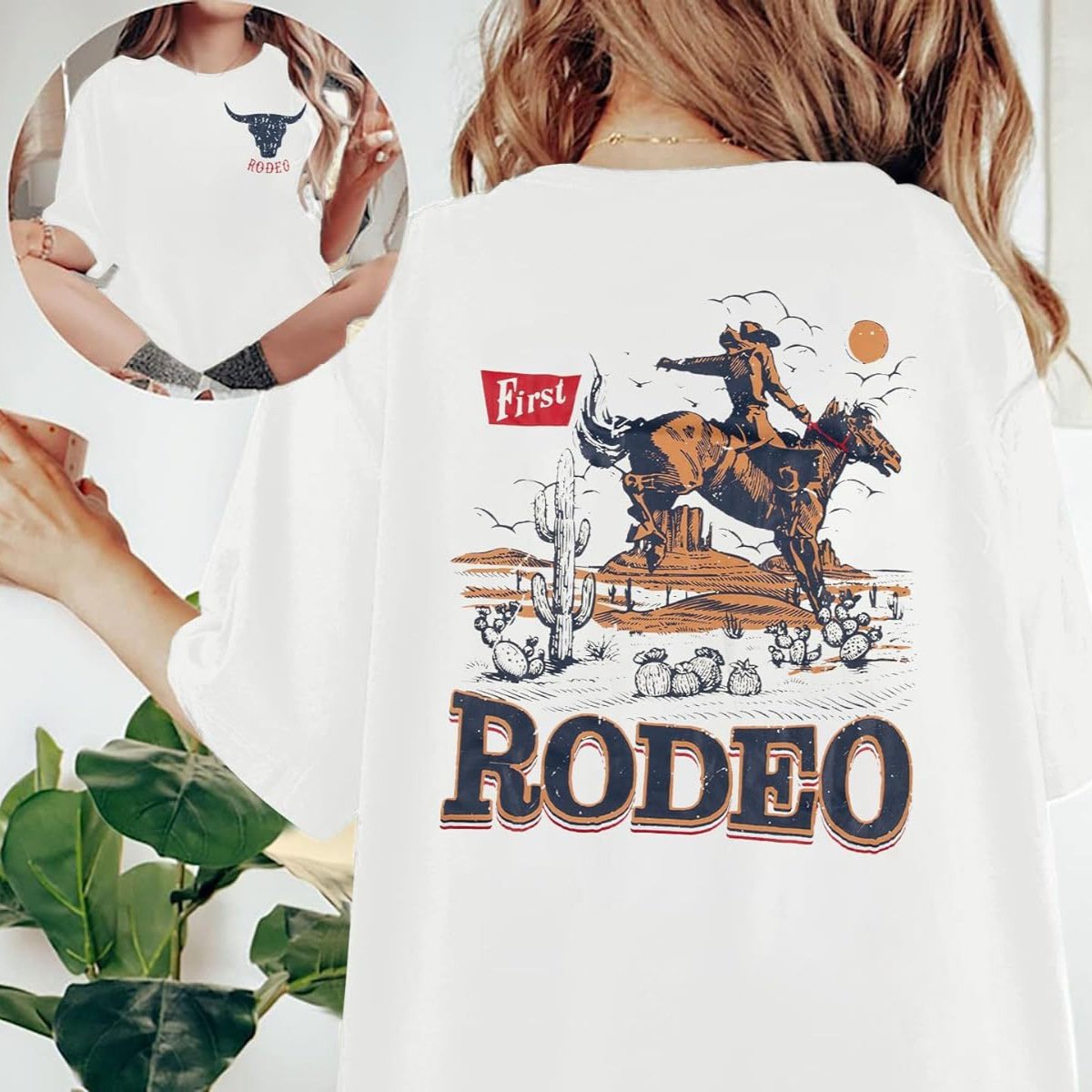 2024 Summer fashions Western Cowgirl's Clothing Camiseta Algodon Rodeo Bull Printed 180gms T Shirts T-Shirt Women's Short Sleeve