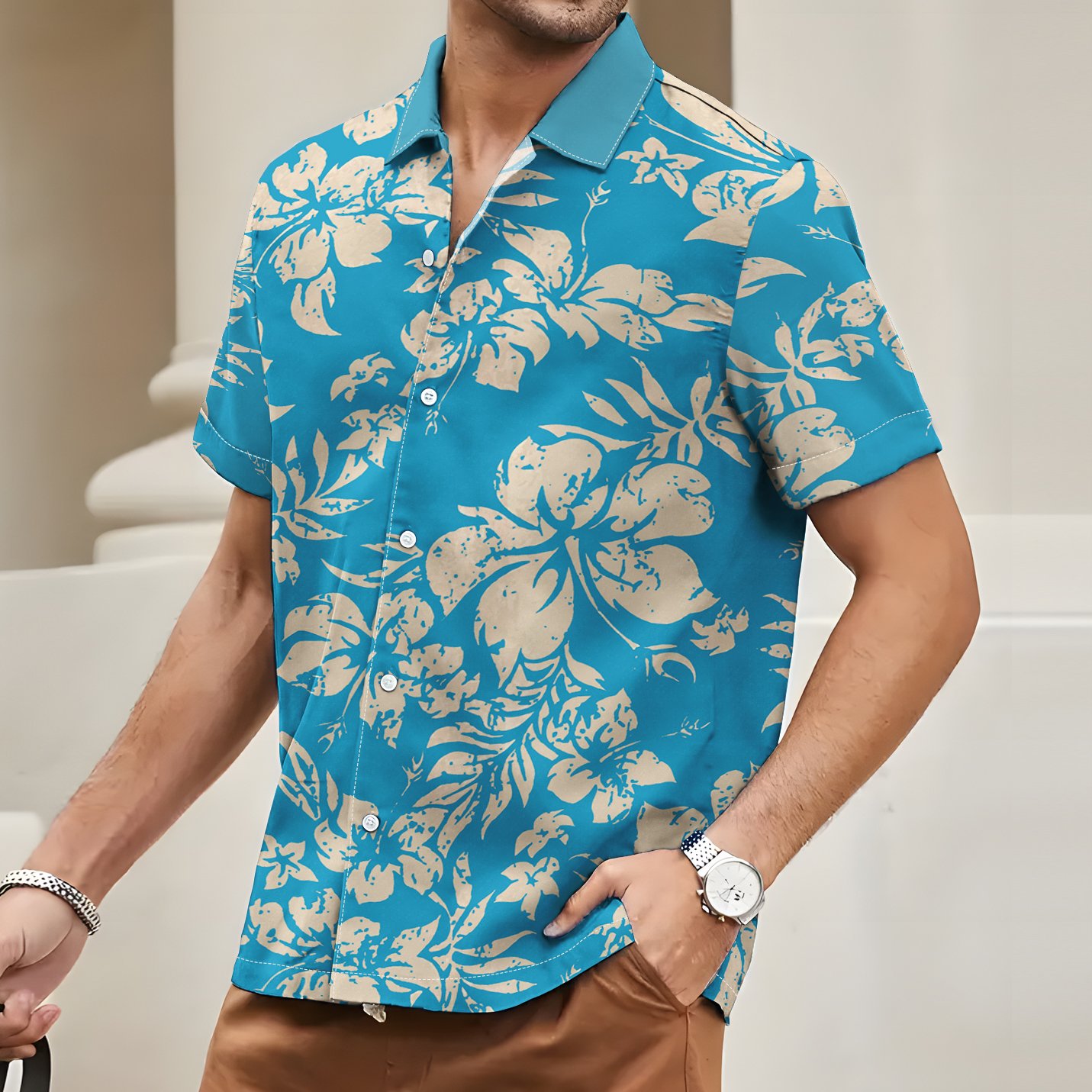 Summer Print Men's Casual Shirt Fashion Floral T-shirt Short Sleeve Tops Resort Style Hawaiian Shirt Men's Street Wear