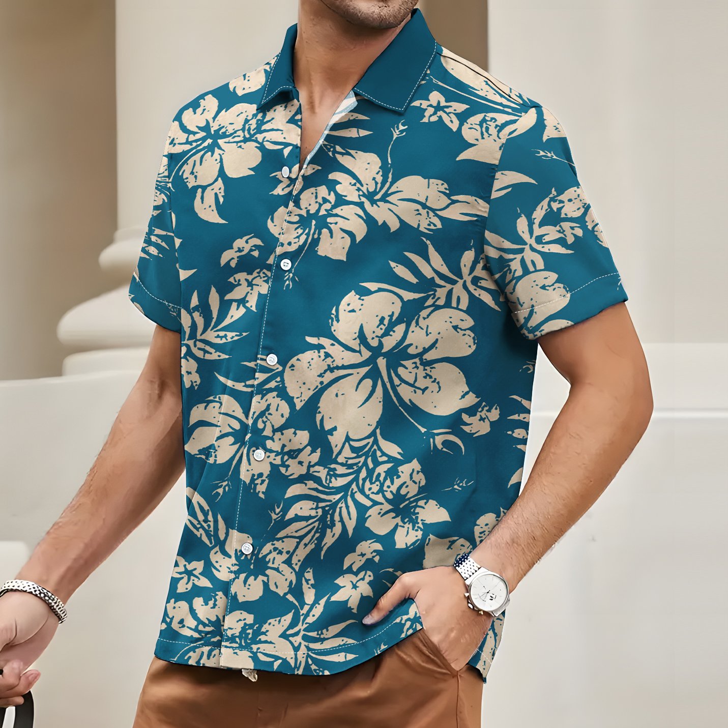 Summer Print Men's Casual Shirt Fashion Floral T-shirt Short Sleeve Tops Resort Style Hawaiian Shirt Men's Street Wear