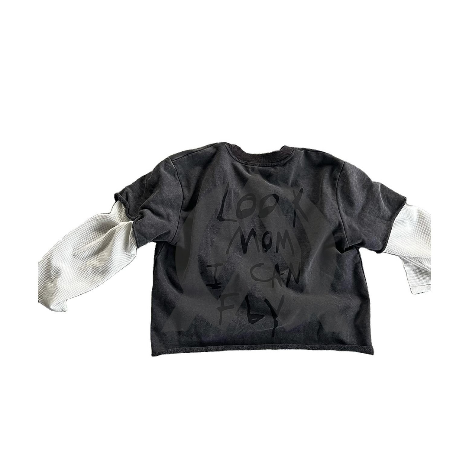 Customize Streetwear Cotton Boxy Tee Print Jersey Tshirt Baggy Camo Shirts Double Layer Long Sleeve T-shirts For Men