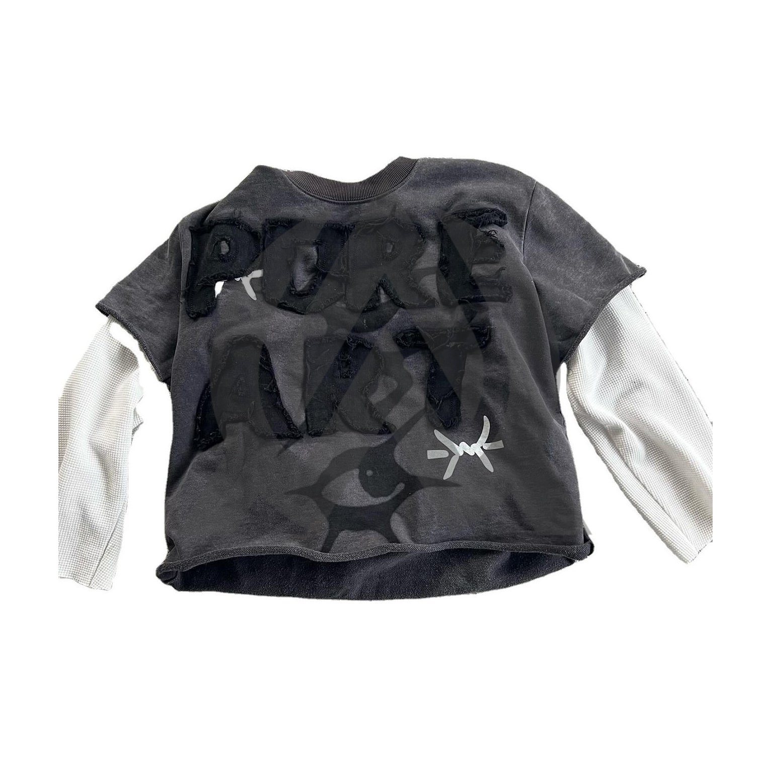 Customize Streetwear Cotton Boxy Tee Print Jersey Tshirt Baggy Camo Shirts Double Layer Long Sleeve T-shirts For Men
