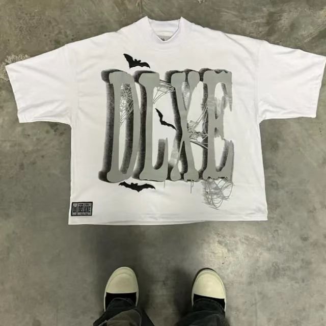 Custom DTG Printing Black Vintage 3D Puff Printed Short Sleeve Cropped Men's T-Shirt 280 gsm Heavyweight Oversized Fit