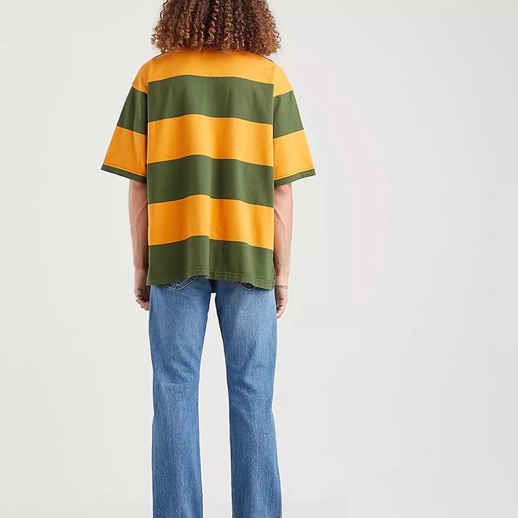 2024 China Custom Striped Half Sleeve Loose Oversized 100% Cotton T-shirts Custom Men's T-shirts Polo