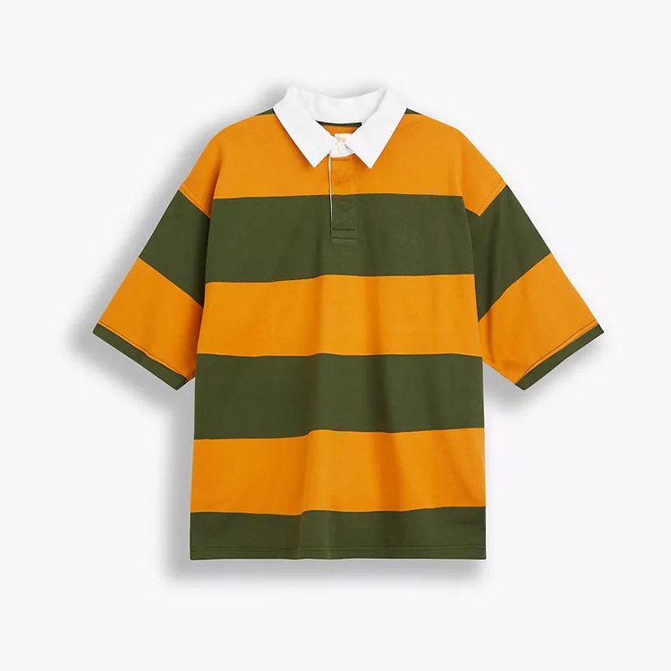 2024 China Custom Striped Half Sleeve Loose Oversized 100% Cotton T-shirts Custom Men's T-shirts Polo