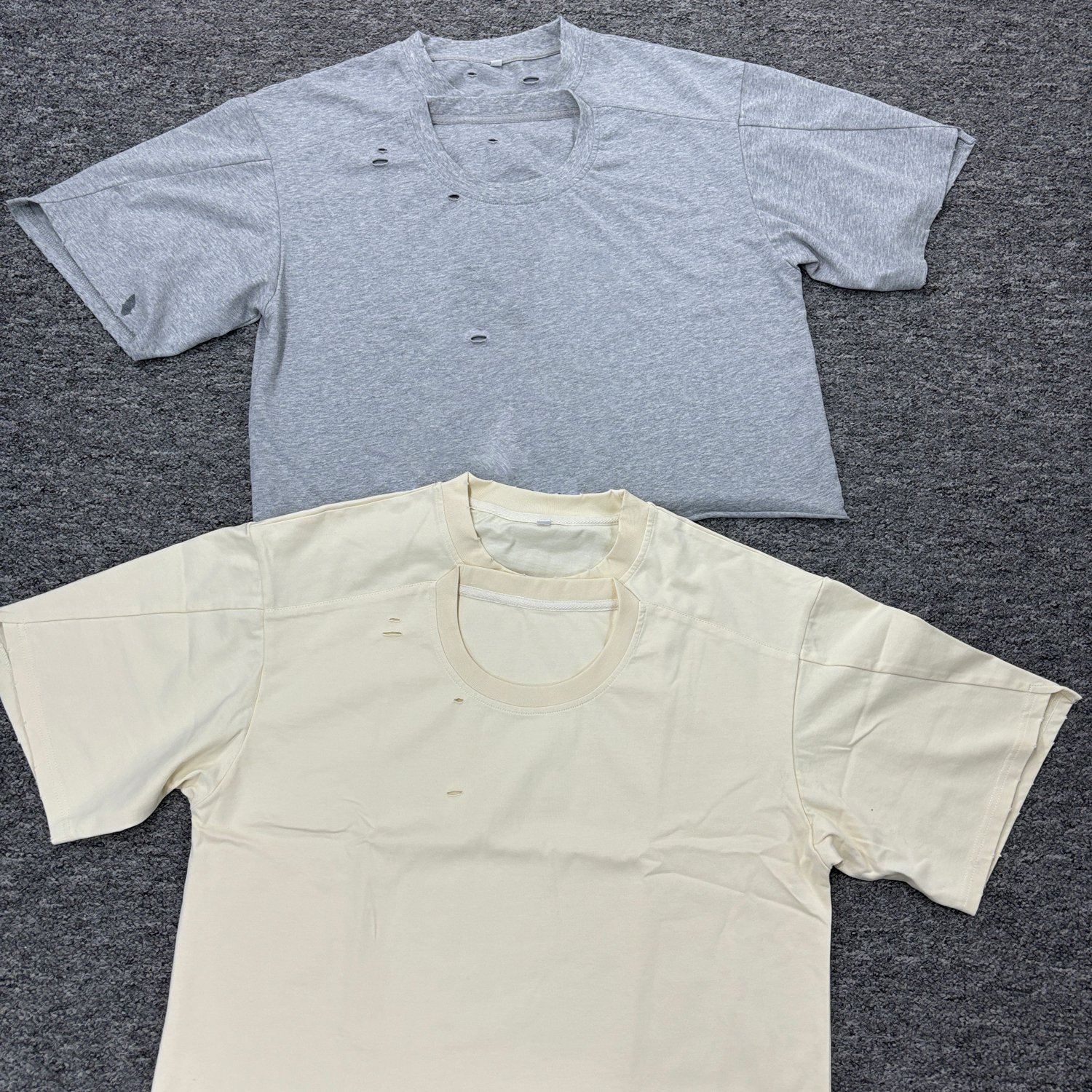 Custom Cotton Vintage Acid Wash Boxy Cropped Double Collar Shirt for Men
