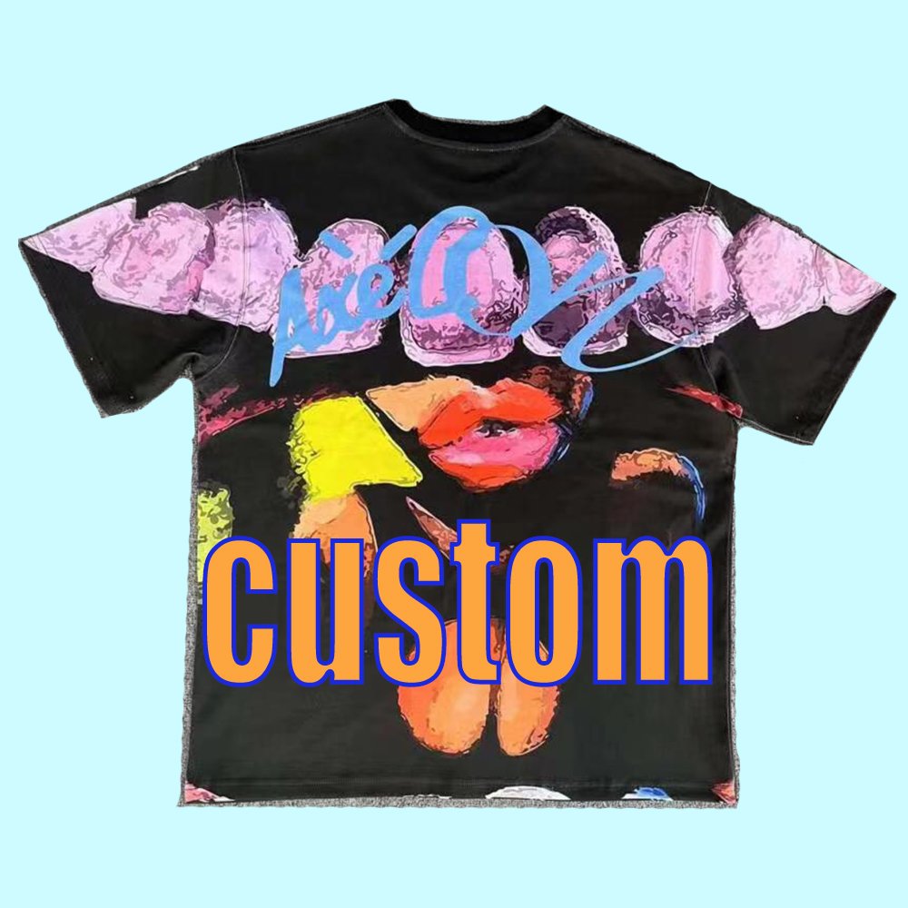 Custom Printed T-Shirts Plus Size V-Neck Quick-Dry Anti-Shrink Anti-Pilling Anti-Wrinkle Breathable Compression 3D Puff Printing