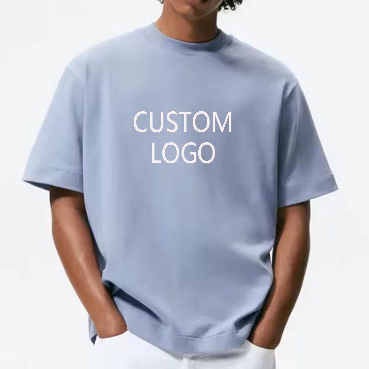 Custom men's T-shirt 100% cotton T-shirt High quality blank ribbed round neck drop shoulder street oversized men's T-shirt