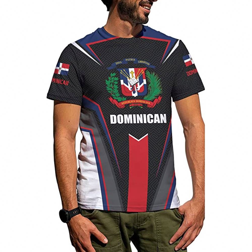 Personalized Gym Wear Dominican Republic Flag Plus Size Men's Clothing Custom T Shirt Cheap Wholesale Men's T-Shirts Summer Top