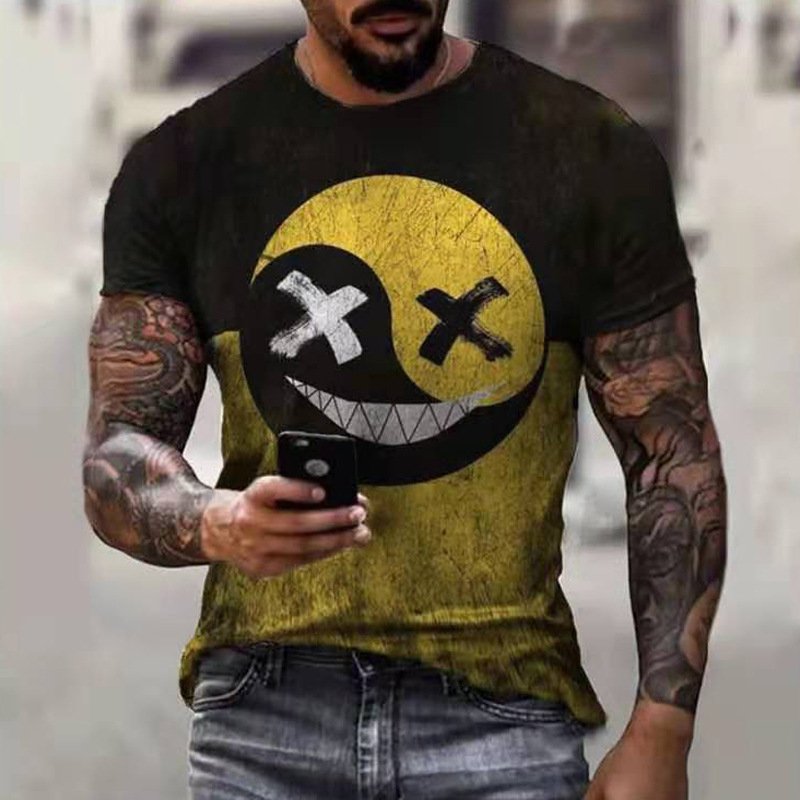 men's T-shirt 3dXO pattern printed tshirt streetwear casual male O-neck tshirt polyester men s tshirts two tone t shirt for men