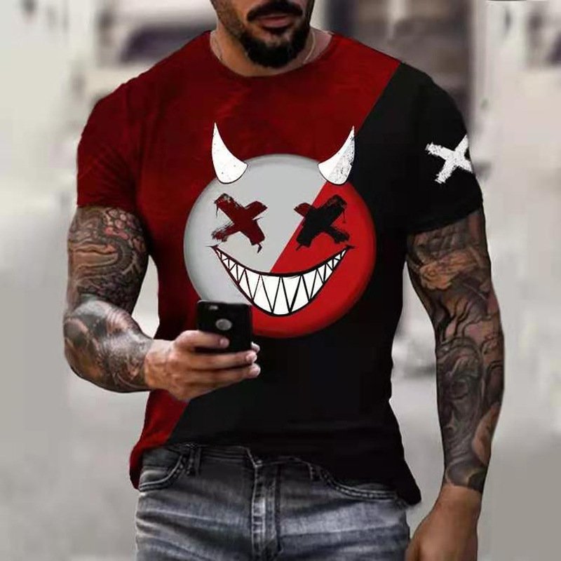 men's T-shirt 3dXO pattern printed tshirt streetwear casual male O-neck tshirt polyester men s tshirts two tone t shirt for men