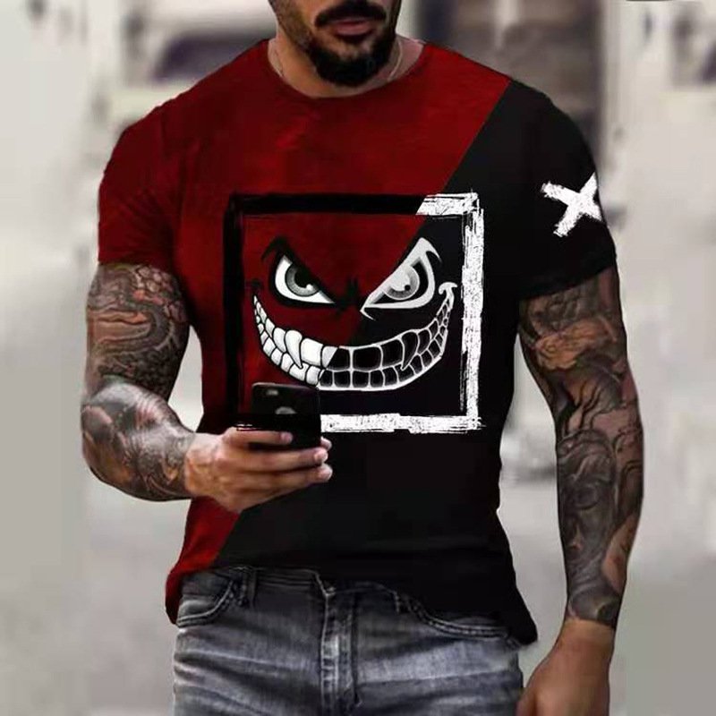 men's T-shirt 3dXO pattern printed tshirt streetwear casual male O-neck tshirt polyester men s tshirts two tone t shirt for men