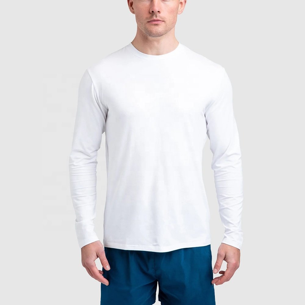 Custom Logo Polyester Quick Dry Running Fitness T-shirt Workout Athletic Polyester Spandex Long Sleeve T Shirts For Men