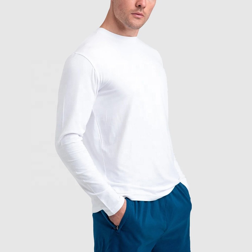 Custom Logo Polyester Quick Dry Running Fitness T-shirt Workout Athletic Polyester Spandex Long Sleeve T Shirts For Men