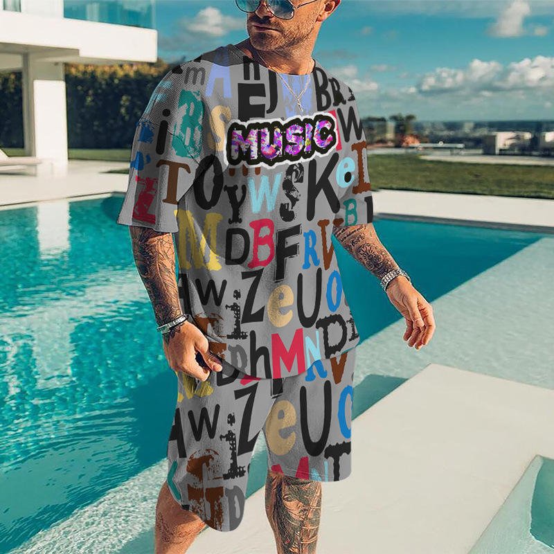 Summer Man Clothes Breathable Casual High Street Men's T Shirt And Shorts Sets Short Sleeve Tops Gym Suit Oversize Men's Sets