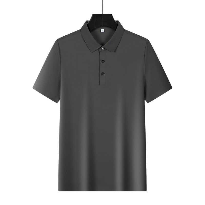 Solid Color Seamless Men's T Shirts Laminated Ice Silk Men's Polo Shirt Short Sleeves T-shirt Tee Shirts for Men