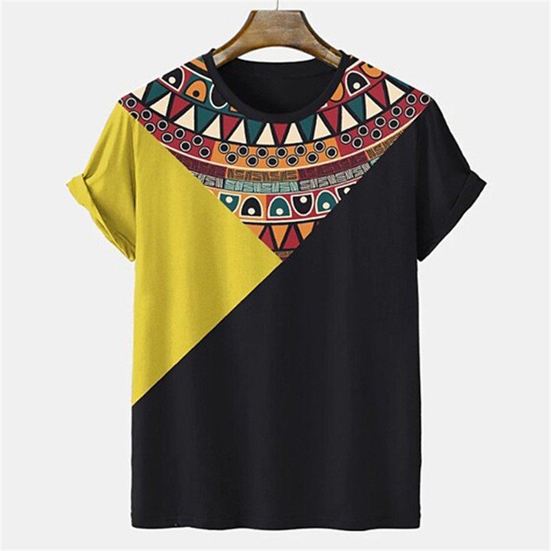 2024 African Grain Digital 3D Cartoon Printed Short Sleeve T-Shirt For Men