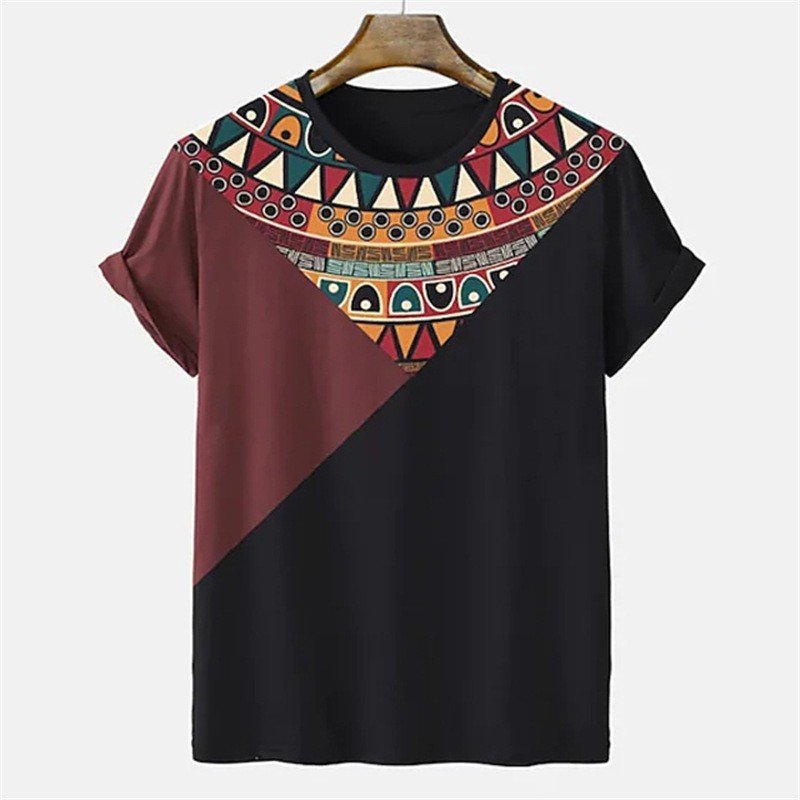 2024 African Grain Digital 3D Cartoon Printed Short Sleeve T-Shirt For Men