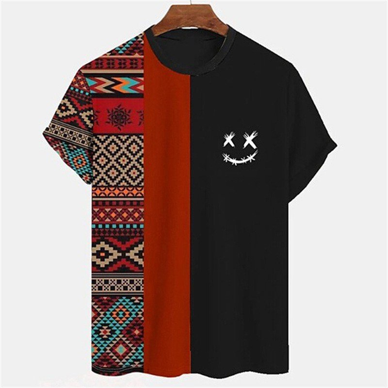 2024 African Grain Digital 3D Cartoon Printed Short Sleeve T-Shirt For Men