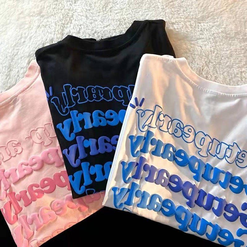Streetwear brand clothing oversized t shirt custom private design round neck 3d puff printing men's t shirts