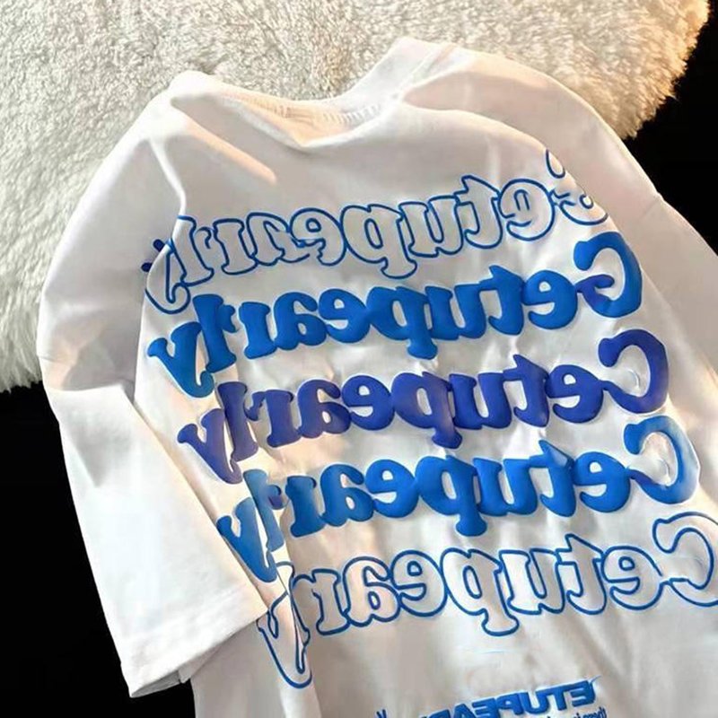 Streetwear brand clothing oversized t shirt custom private design round neck 3d puff printing men's t shirts