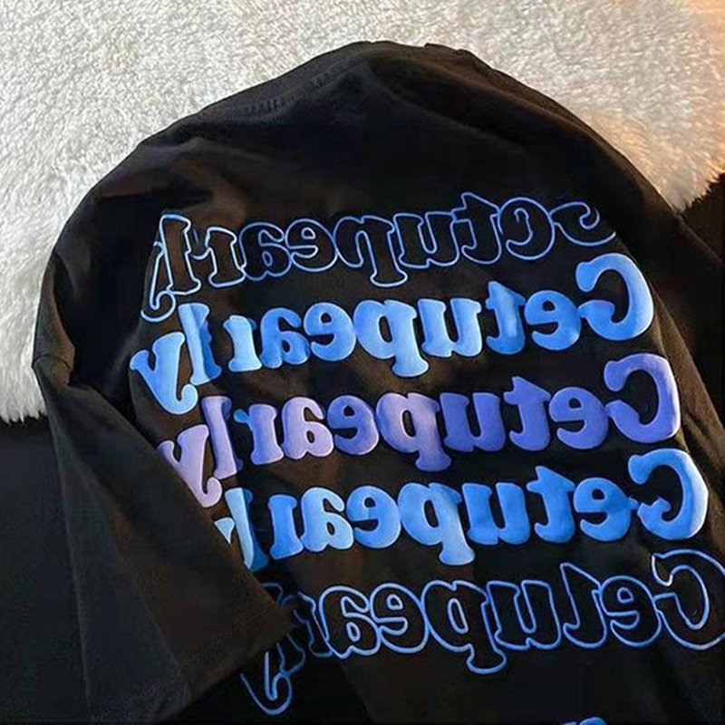 Streetwear brand clothing oversized t shirt custom private design round neck 3d puff printing men's t shirts