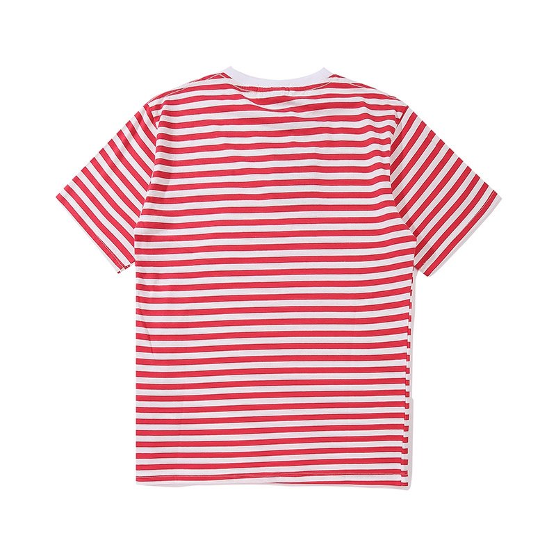 Hot Sale Fashion BAxE Shank Head Embroidery Stripe men's T-shirt with Pocket