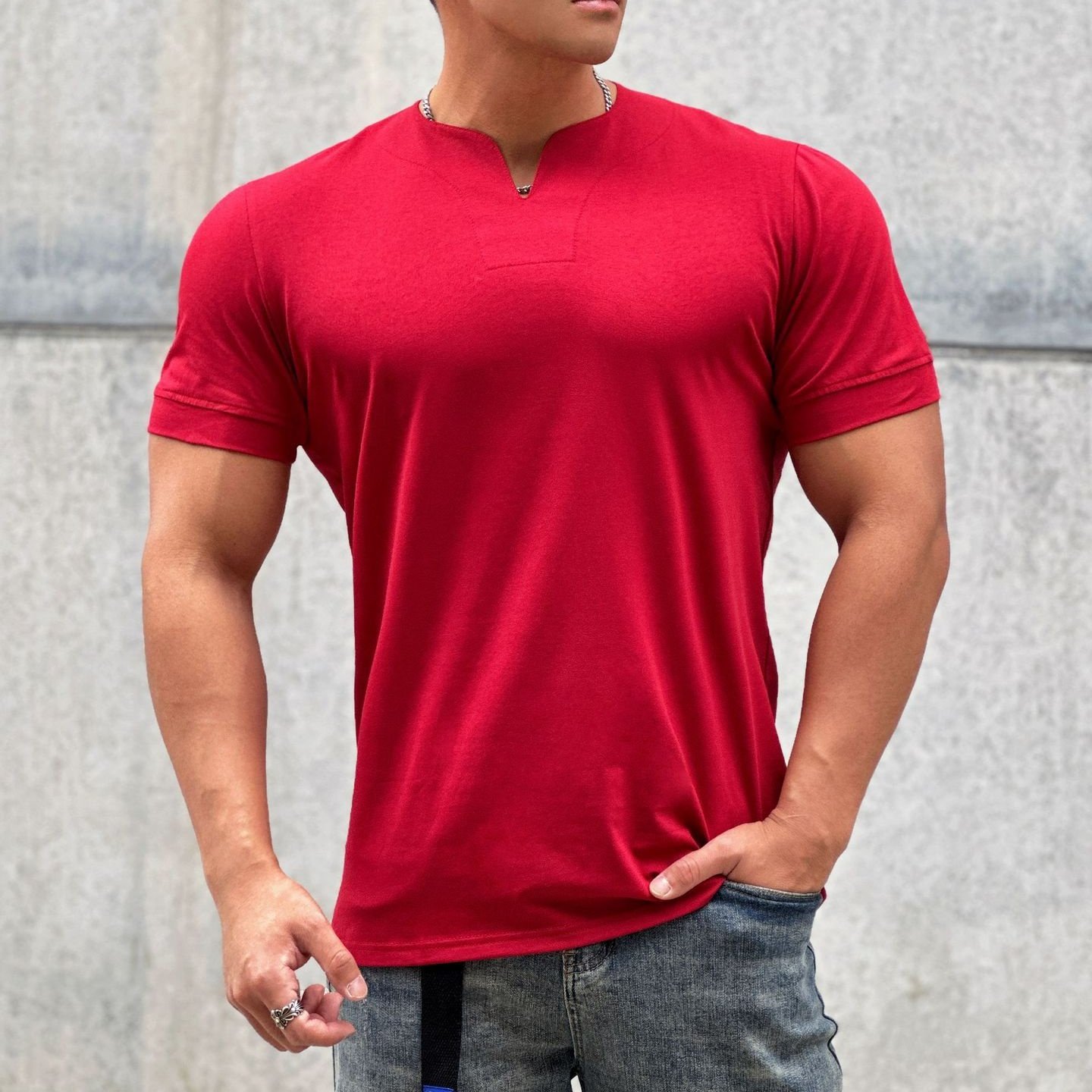 Men's T-Shirts High Quality V-Neck Sportswear Oversized Gym T Shirt Custom Printing