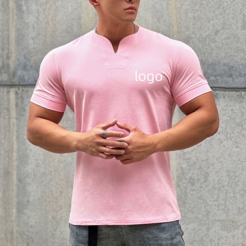 Men's T-Shirts High Quality V-Neck Sportswear Oversized Gym T Shirt Custom Printing