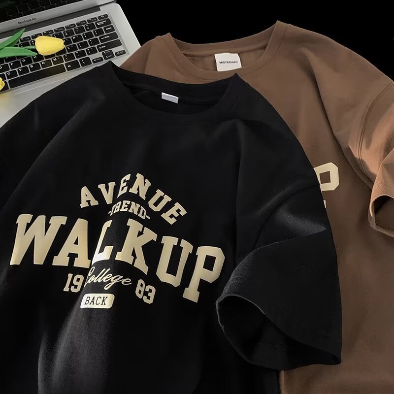 Oversized tee shirt heavy weight 100% cotton men's t-shirts blank puff printing black white bulk custom graphic white t shirts