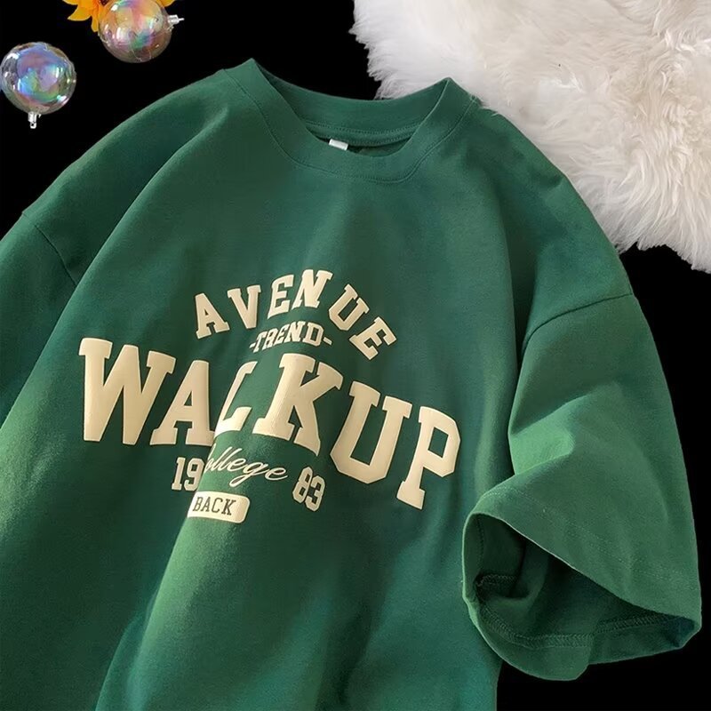 Oversized tee shirt heavy weight 100% cotton men's t-shirts blank puff printing black white bulk custom graphic white t shirts