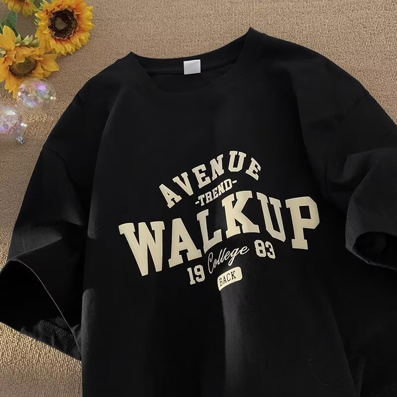 Oversized tee shirt heavy weight 100% cotton men's t-shirts blank puff printing black white bulk custom graphic white t shirts