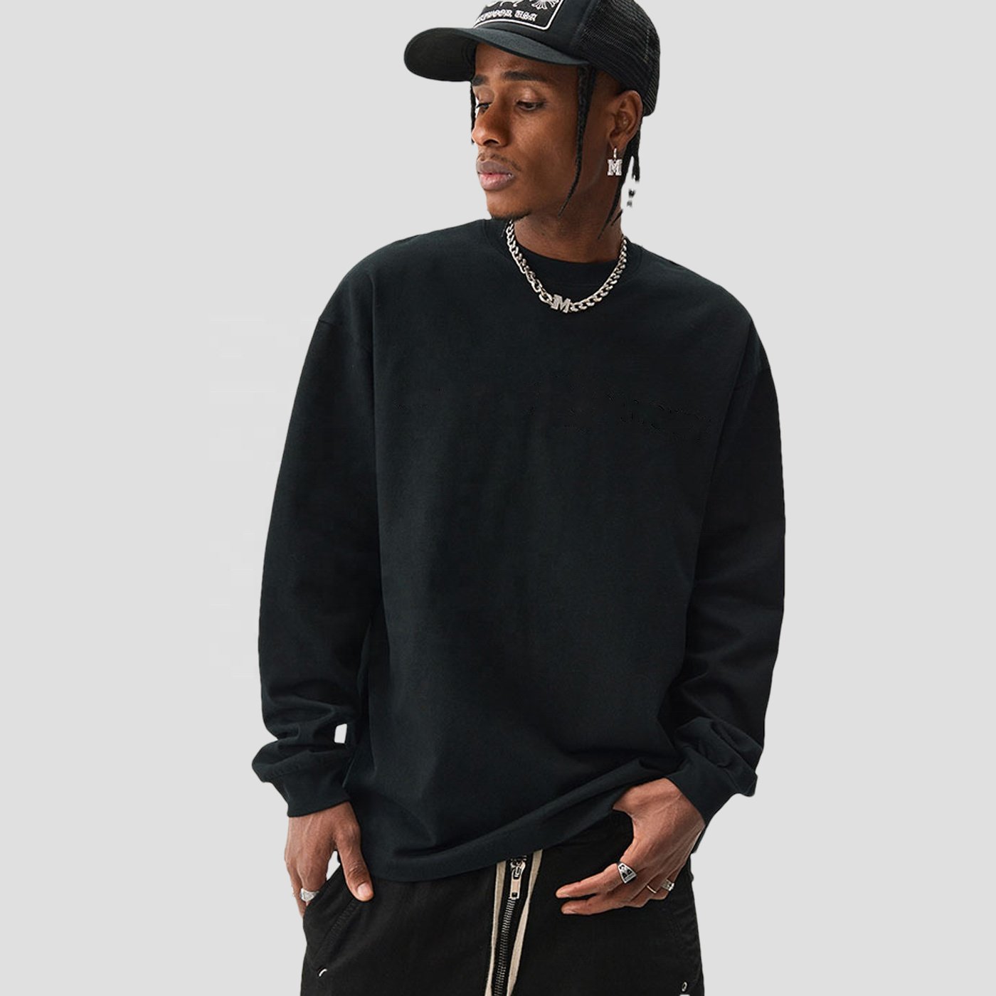 2024 High quality 100% cotton round neck custom long sleeve t-shirt 250gsm printing logo white men's long sleeve t-shirts