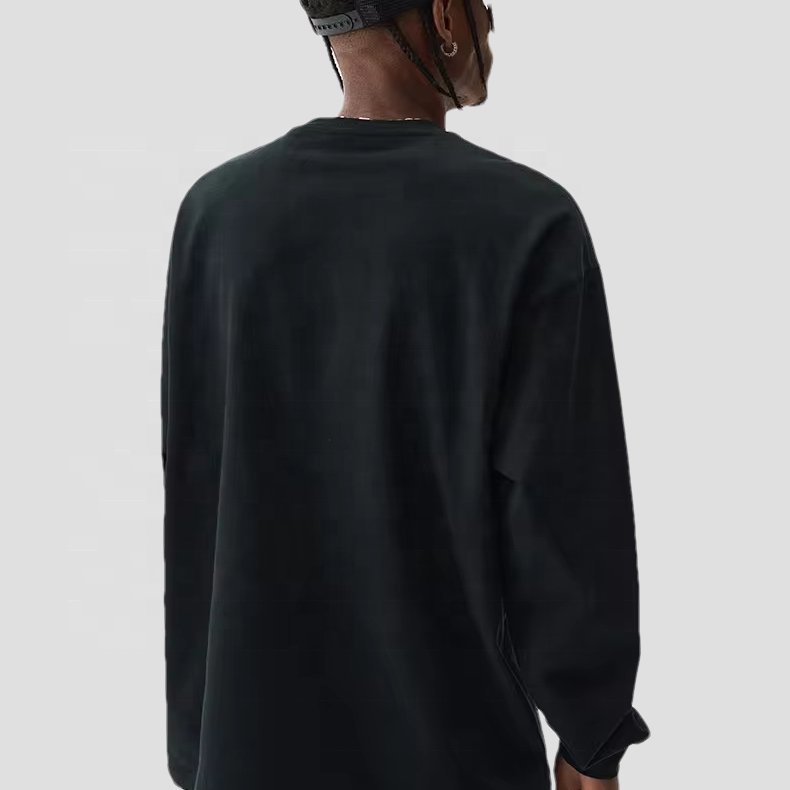 2024 High quality 100% cotton round neck custom long sleeve t-shirt 250gsm printing logo white men's long sleeve t-shirts