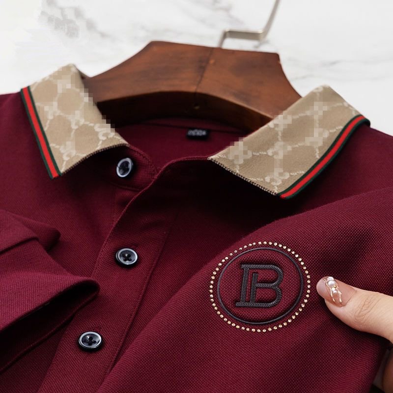 High-end polo shirt Men's long sleeve T-shirt 2023 Business casual Autumn/Winter trend embroidered lapel top