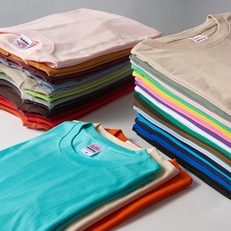 Summer new 250g heavy cotton loose short-sleeved T-shirt solid color blank round neck short-sleeved custom logo printing
