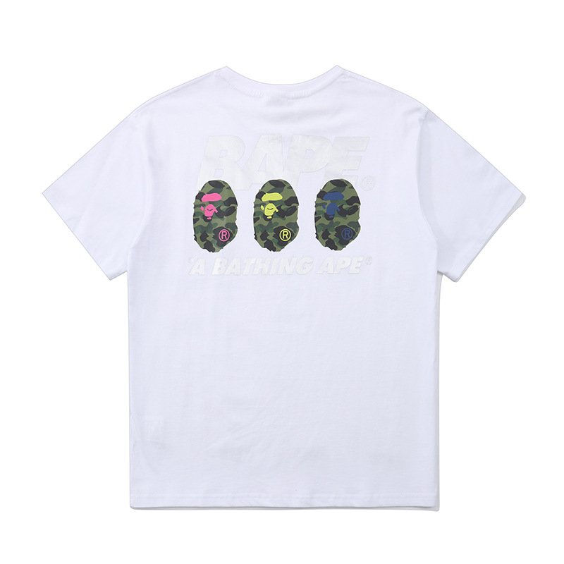 2024 High Quality BAPEES Men's Casual T-shirt Unisex Ape Camouflage Cartoon 100% Cotton Loose Short Sleeve Clothes Men tshirts