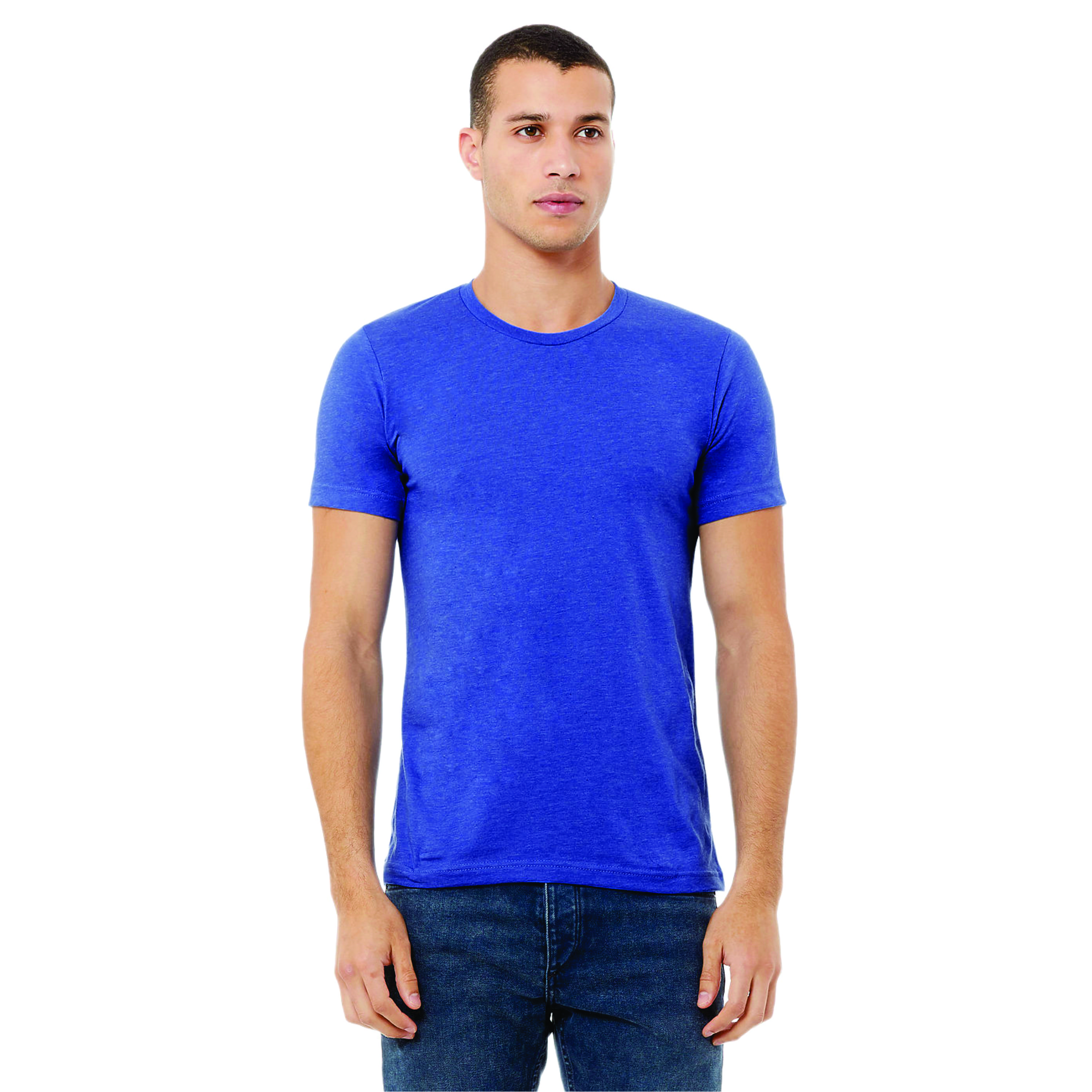 Heather Columbia Blue Unisex CVC T-Shirt - 52% Airlume Cotton, 48% Poly, 4.2 oz, Short Sleeve