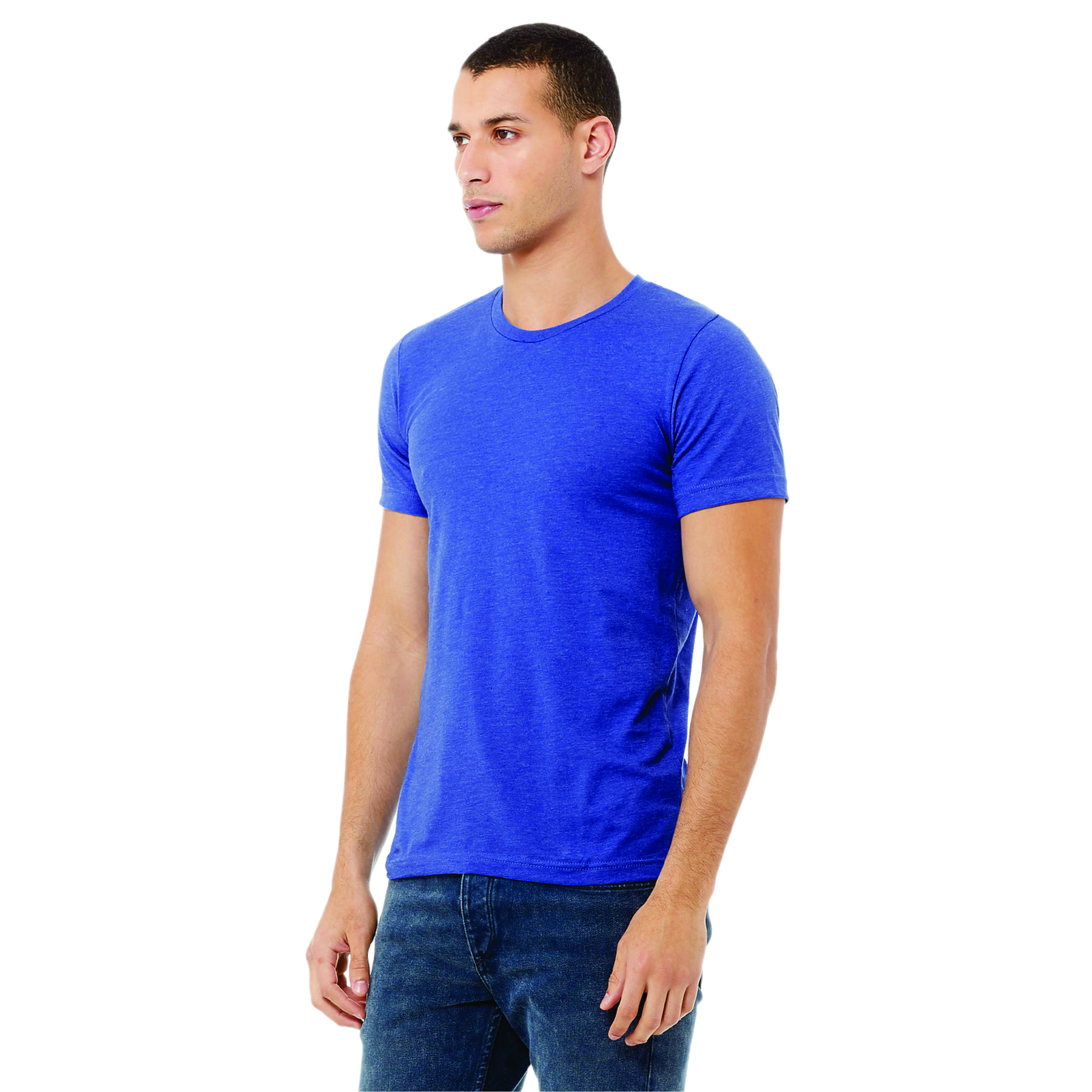 Heather Columbia Blue Unisex CVC T-Shirt - 52% Airlume Cotton, 48% Poly, 4.2 oz, Short Sleeve