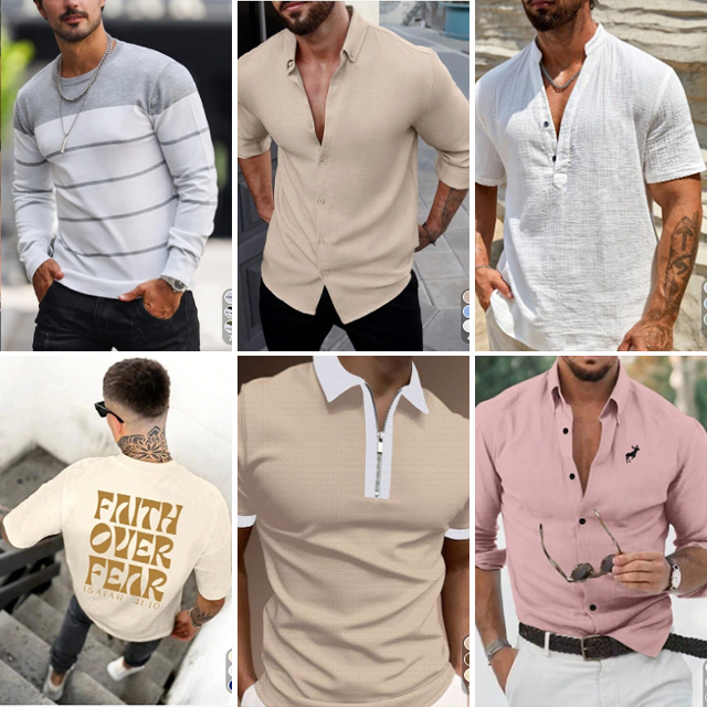 2024 Fashion Clothing High Quality Wholesale Men's Casual T-shirt Pants Shirts POLO Shirts Bulk Clothing Random Shipping